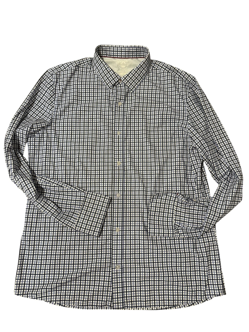 Flag and anthem Sz L  Blue and White Windowpane Dress Shirt